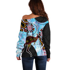 Australia Opal Off Shoulder Sweater Aussie Kangaroo Aboriginal Art