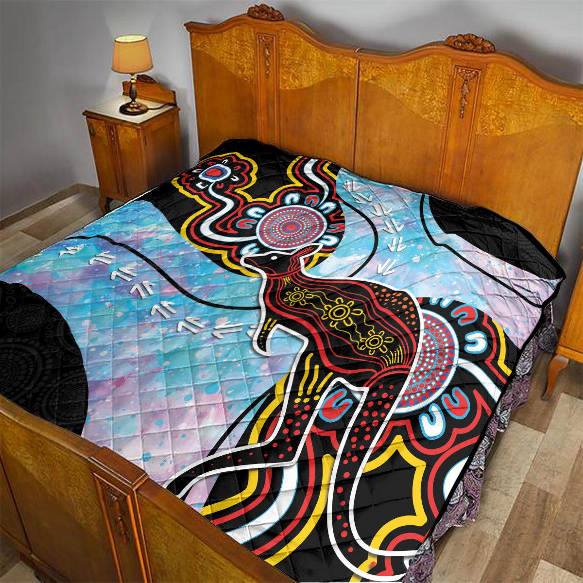 Australia Opal Quilt Aussie Kangaroo Aboriginal Art