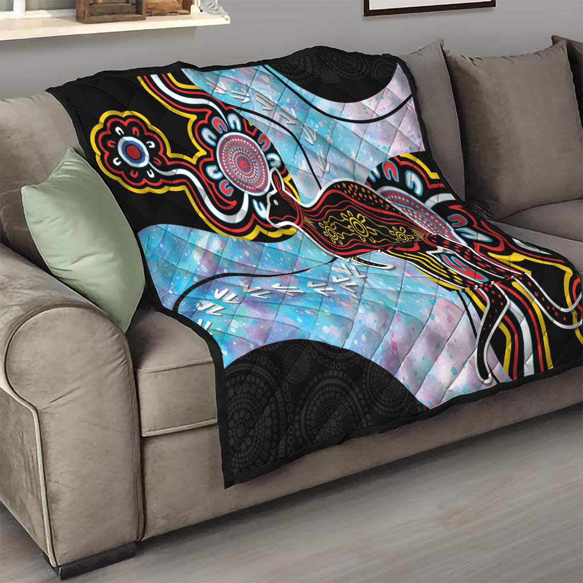Australia Opal Quilt Aussie Kangaroo Aboriginal Art