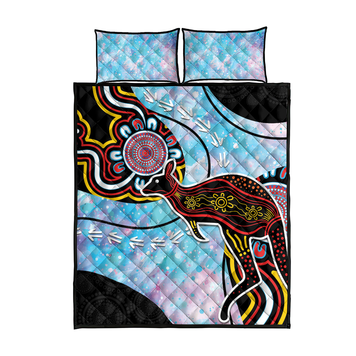 Australia Opal Quilt Bed Set Aussie Kangaroo Aboriginal Art