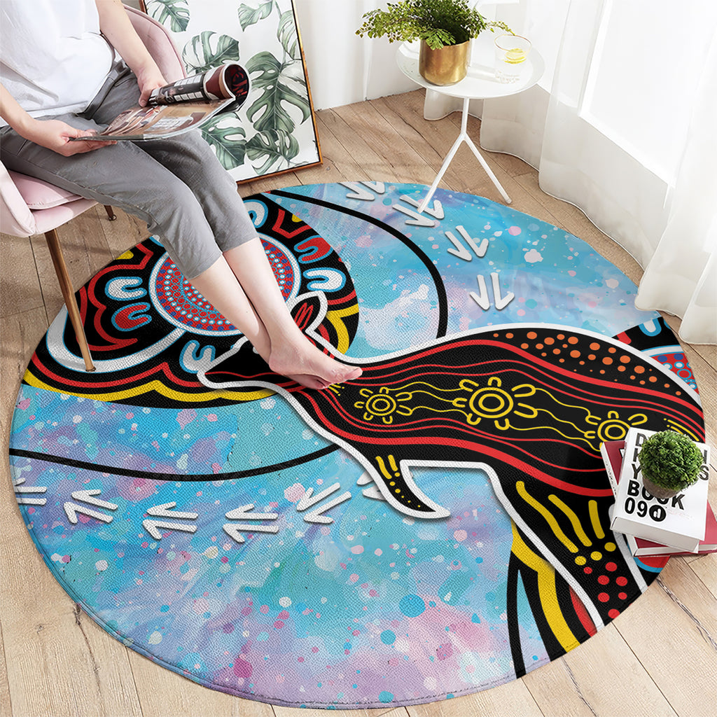 Australia Opal Round Carpet Aussie Kangaroo Aboriginal Art