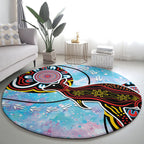 Australia Opal Round Carpet Aussie Kangaroo Aboriginal Art