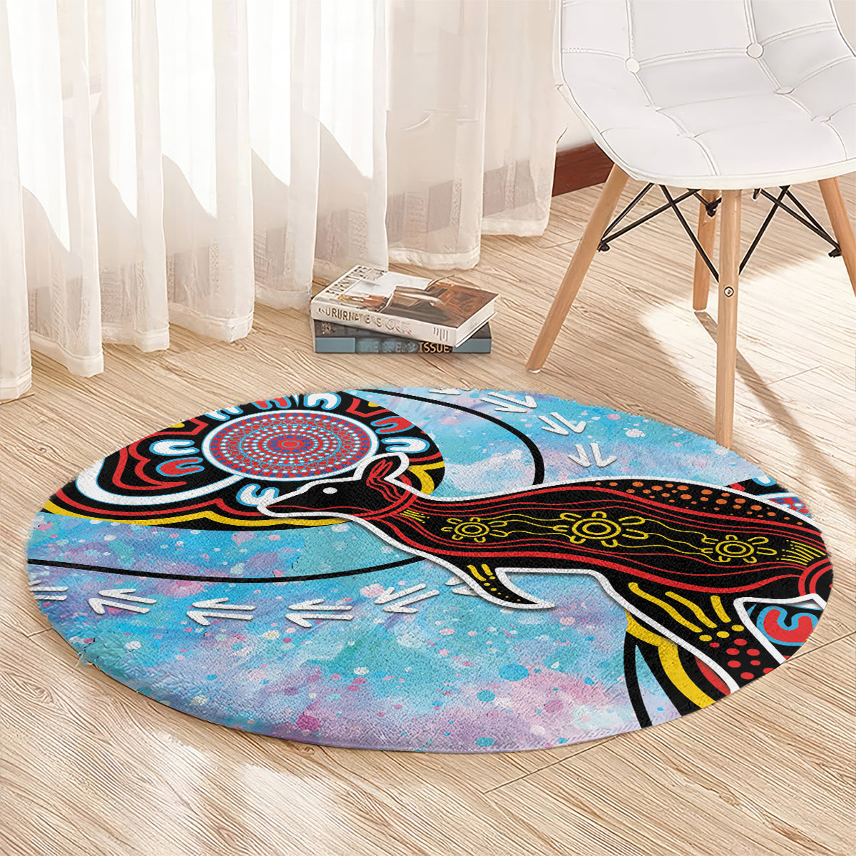 Australia Opal Round Carpet Aussie Kangaroo Aboriginal Art