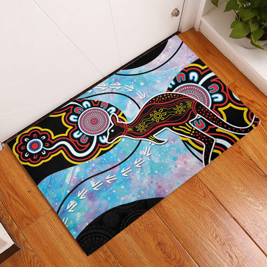 Australia Opal Rubber Doormat Aussie Kangaroo Aboriginal Art
