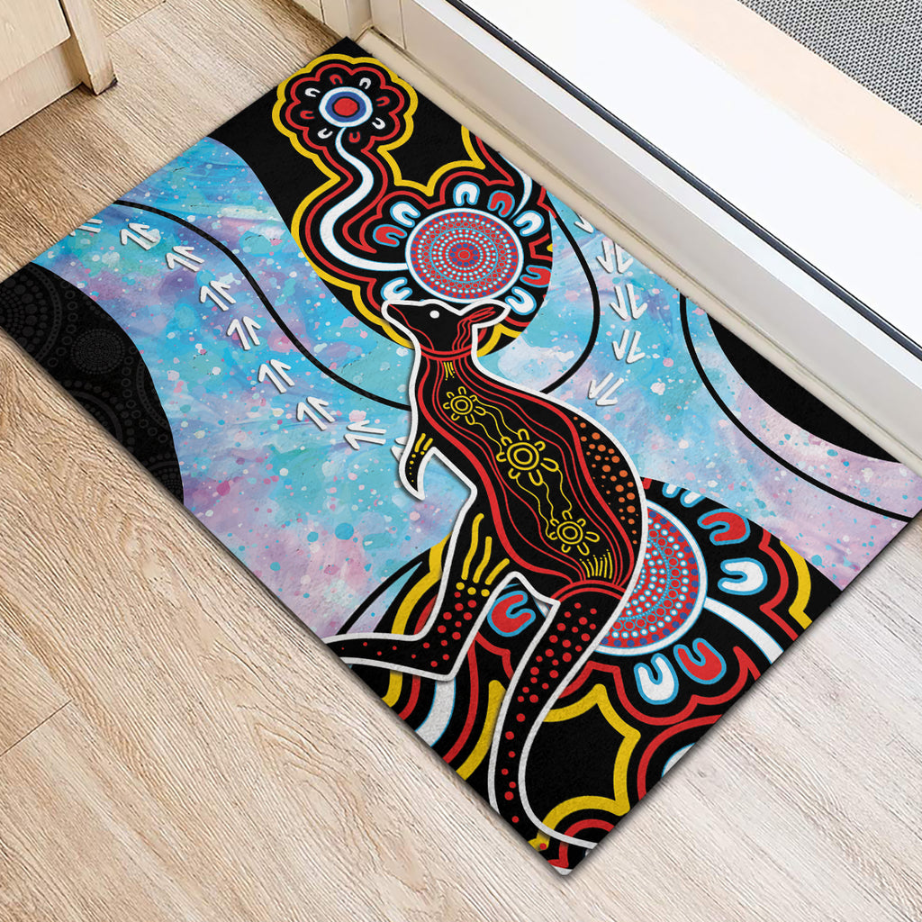 Australia Opal Rubber Doormat Aussie Kangaroo Aboriginal Art