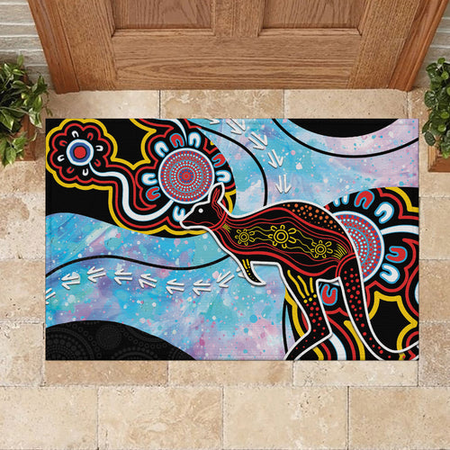Australia Opal Rubber Doormat Aussie Kangaroo Aboriginal Art