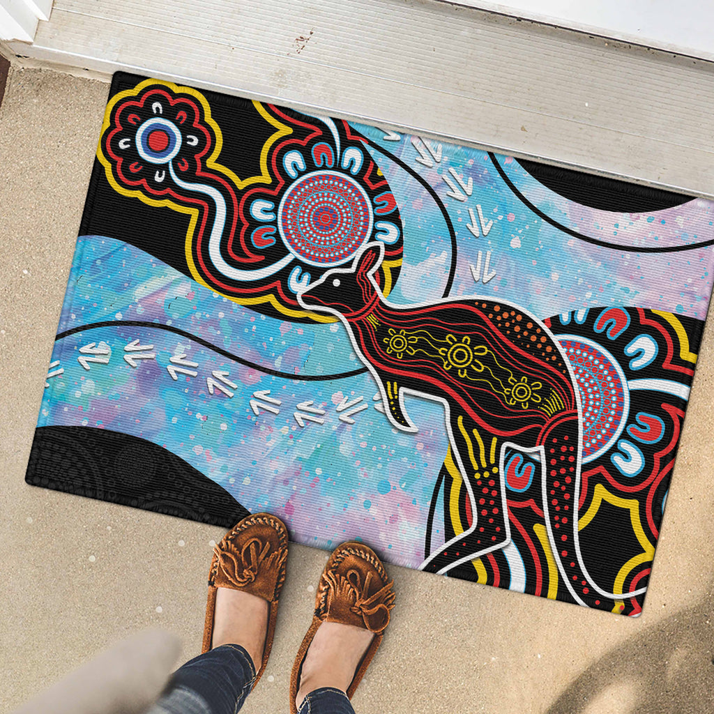 Australia Opal Rubber Doormat Aussie Kangaroo Aboriginal Art