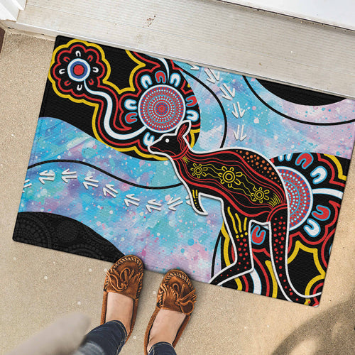Australia Opal Rubber Doormat Aussie Kangaroo Aboriginal Art