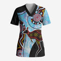 Australia Opal Scrub Top Aussie Kangaroo Aboriginal Art - Aussie Hoodie