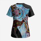 Australia Opal Scrub Top Aussie Kangaroo Aboriginal Art - Aussie Hoodie