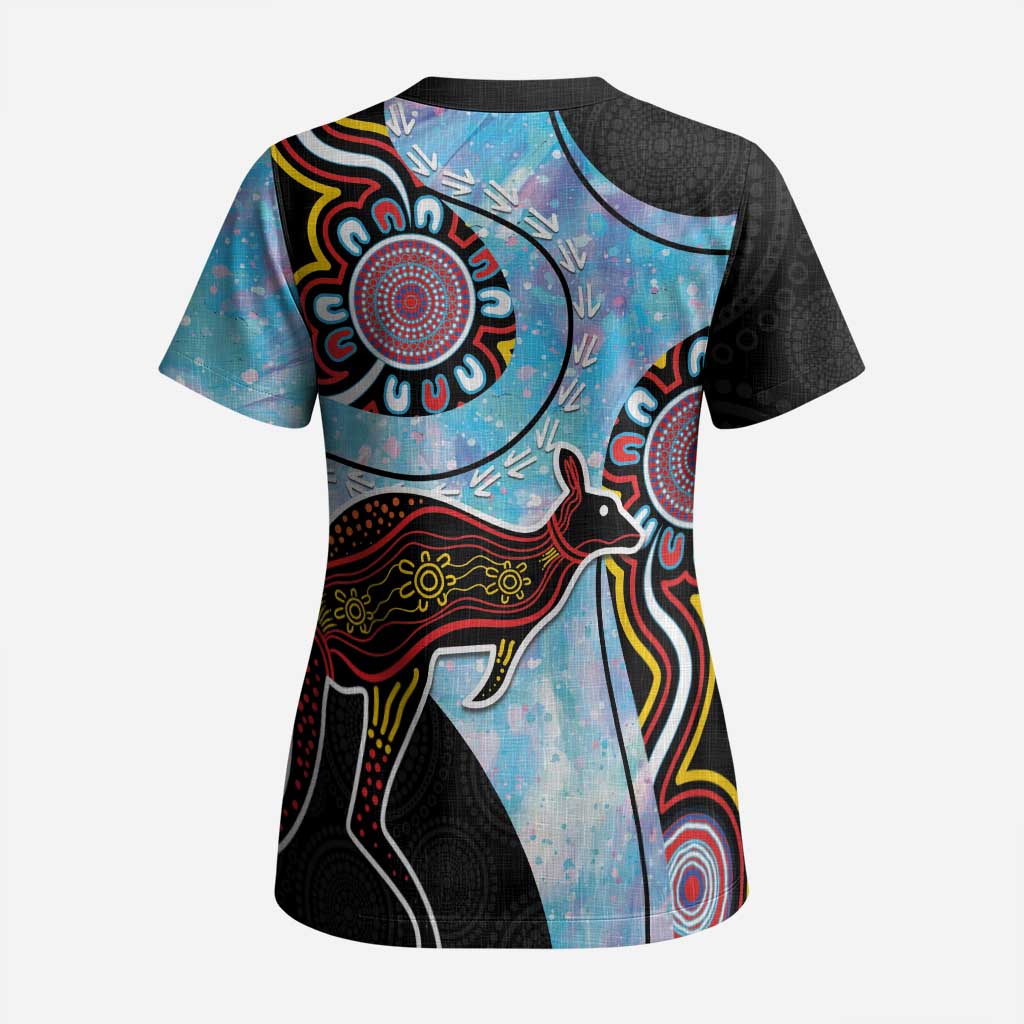 Australia Opal Scrub Top Aussie Kangaroo Aboriginal Art - Aussie Hoodie