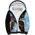 Australia Opal Sherpa Hoodie Aussie Kangaroo Aboriginal Art
