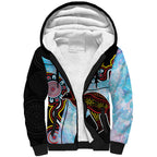 Australia Opal Sherpa Hoodie Aussie Kangaroo Aboriginal Art