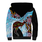 Australia Opal Sherpa Hoodie Aussie Kangaroo Aboriginal Art