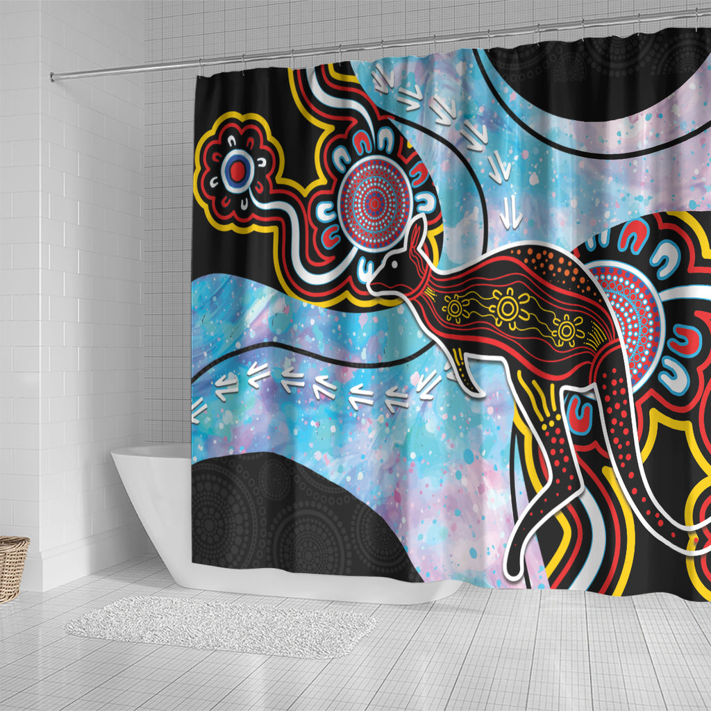 Australia Opal Shower Curtain Aussie Kangaroo Aboriginal Art