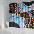 Australia Opal Shower Curtain Aussie Kangaroo Aboriginal Art