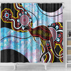 Australia Opal Shower Curtain Aussie Kangaroo Aboriginal Art