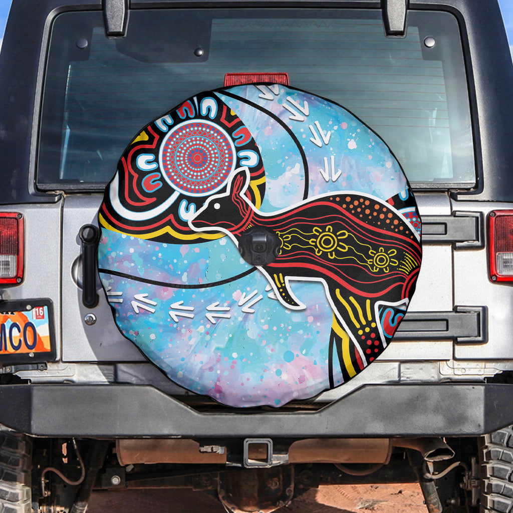 Australia Opal Spare Tire Cover Aussie Kangaroo Aboriginal Art