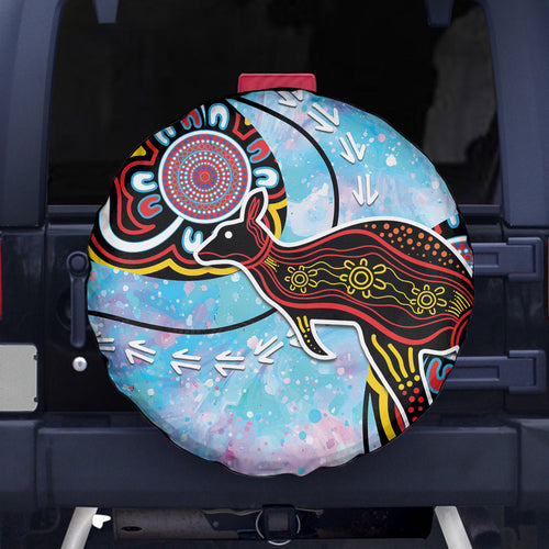 Australia Opal Spare Tire Cover Aussie Kangaroo Aboriginal Art