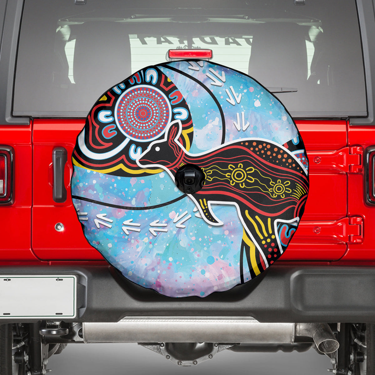 Australia Opal Spare Tire Cover Aussie Kangaroo Aboriginal Art
