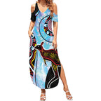 Australia Opal Summer Maxi Dress Aussie Kangaroo Aboriginal Art