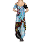 Australia Opal Summer Maxi Dress Aussie Kangaroo Aboriginal Art