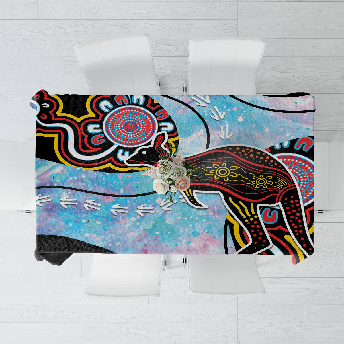 Australia Opal Tablecloth Aussie Kangaroo Aboriginal Art