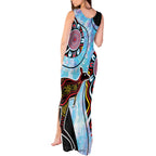Australia Opal Tank Maxi Dress Aussie Kangaroo Aboriginal Art
