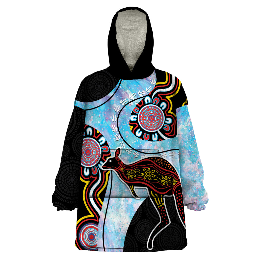 Australia Opal Wearable Blanket Hoodie Aussie Kangaroo Aboriginal Art