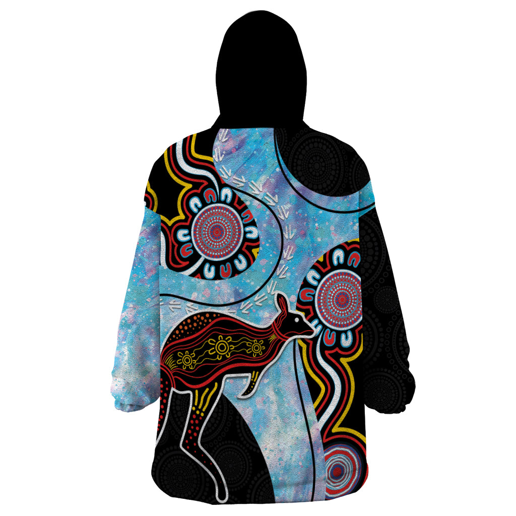 Australia Opal Wearable Blanket Hoodie Aussie Kangaroo Aboriginal Art