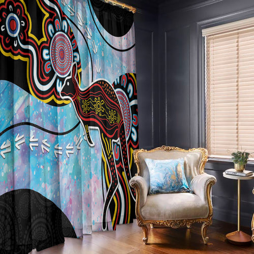 Australia Opal Window Curtain Aussie Kangaroo Aboriginal Art