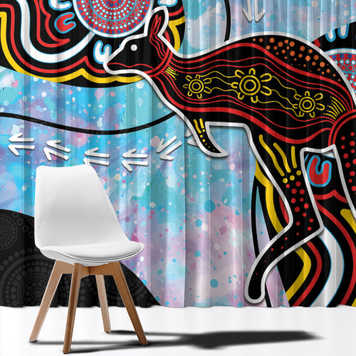 Australia Opal Window Curtain Aussie Kangaroo Aboriginal Art