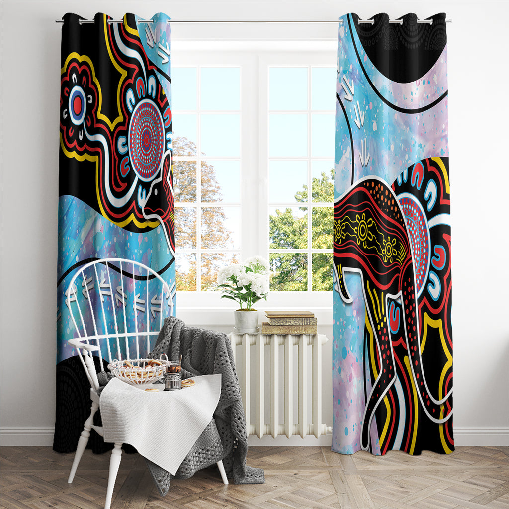 Australia Opal Window Curtain Aussie Kangaroo Aboriginal Art