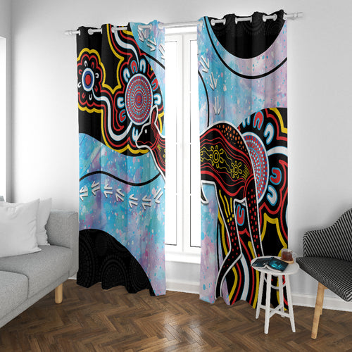 Australia Opal Window Curtain Aussie Kangaroo Aboriginal Art