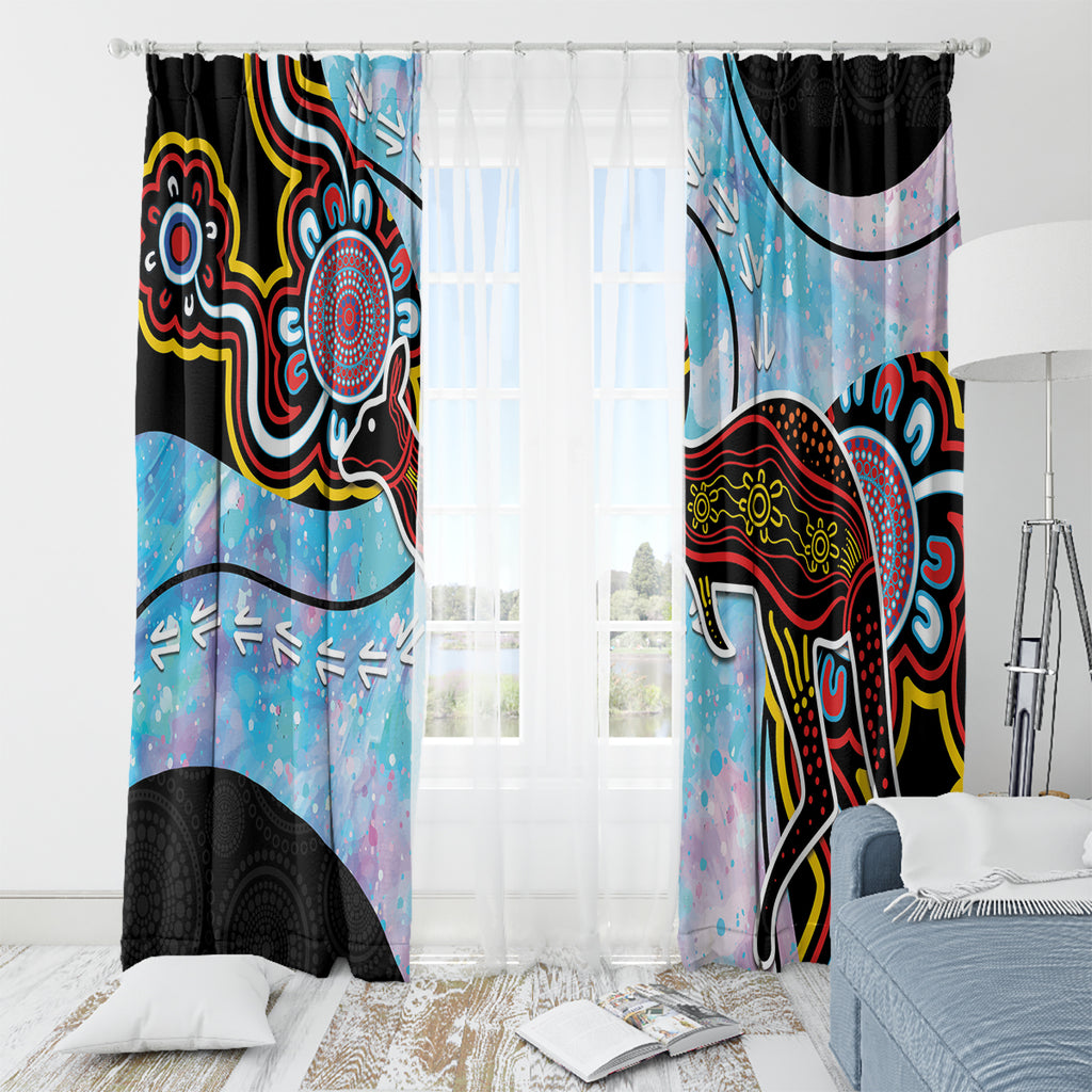 Australia Opal Window Curtain Aussie Kangaroo Aboriginal Art