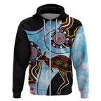 Australia Opal Zip Hoodie Aussie Kangaroo Aboriginal Art
