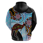 Australia Opal Zip Hoodie Aussie Kangaroo Aboriginal Art
