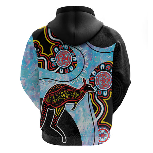 Australia Opal Zip Hoodie Aussie Kangaroo Aboriginal Art
