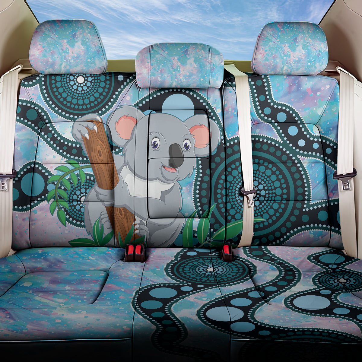 Australia Opal Koala Back Car Seat Cover Aussie Aboriginal Art