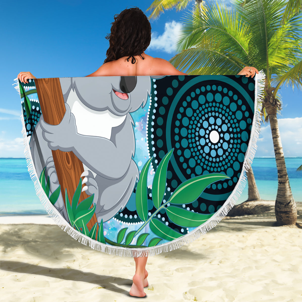 Australia Opal Koala Beach Blanket Aussie Aboriginal Art