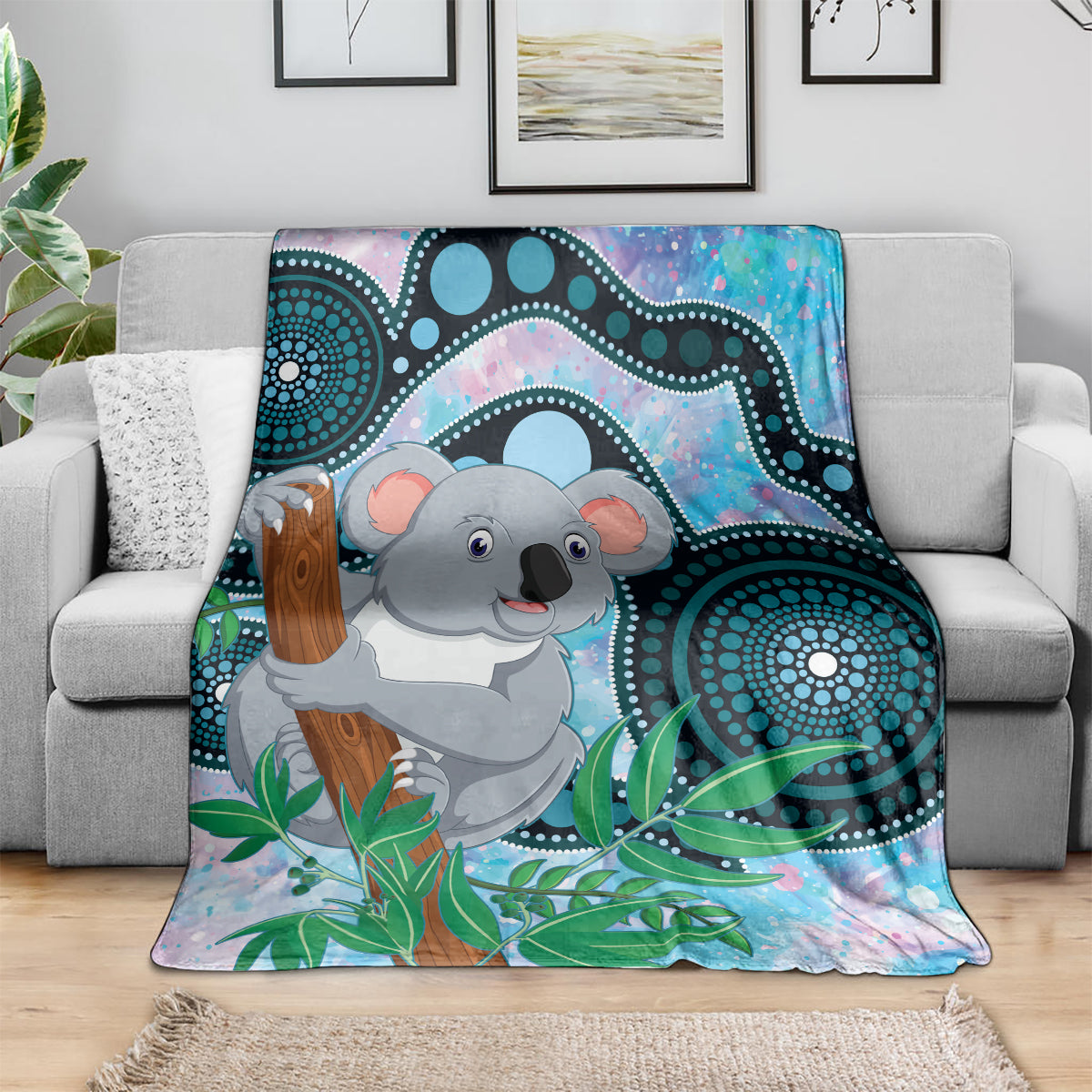 Australia Opal Koala Blanket Aussie Aboriginal Art