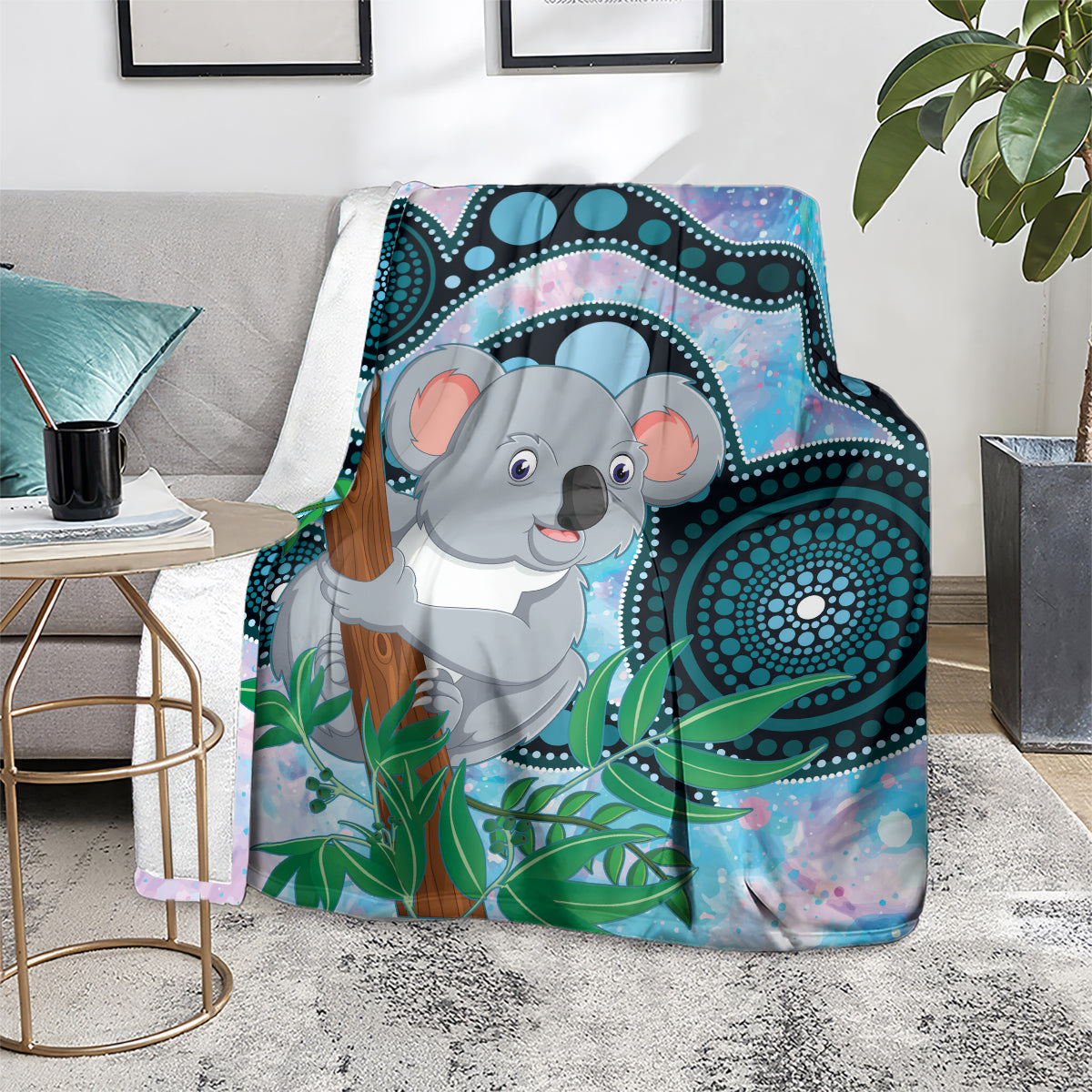 Australia Opal Koala Blanket Aussie Aboriginal Art