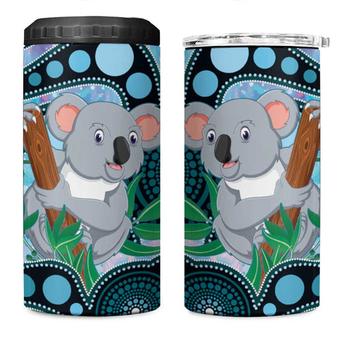 Australia Opal Koala 4 in 1 Can Cooler Tumbler Aussie Aboriginal Art