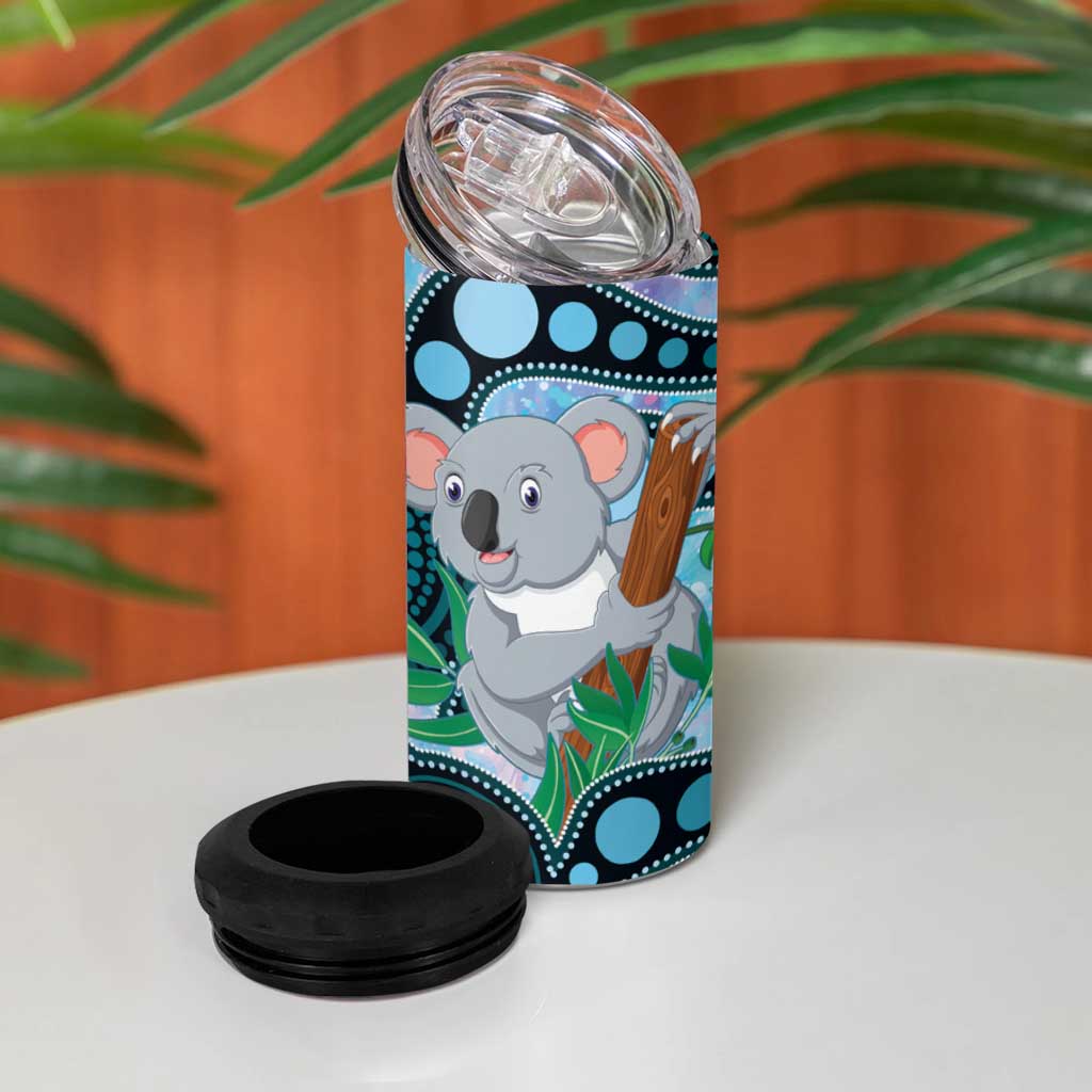 Australia Opal Koala 4 in 1 Can Cooler Tumbler Aussie Aboriginal Art