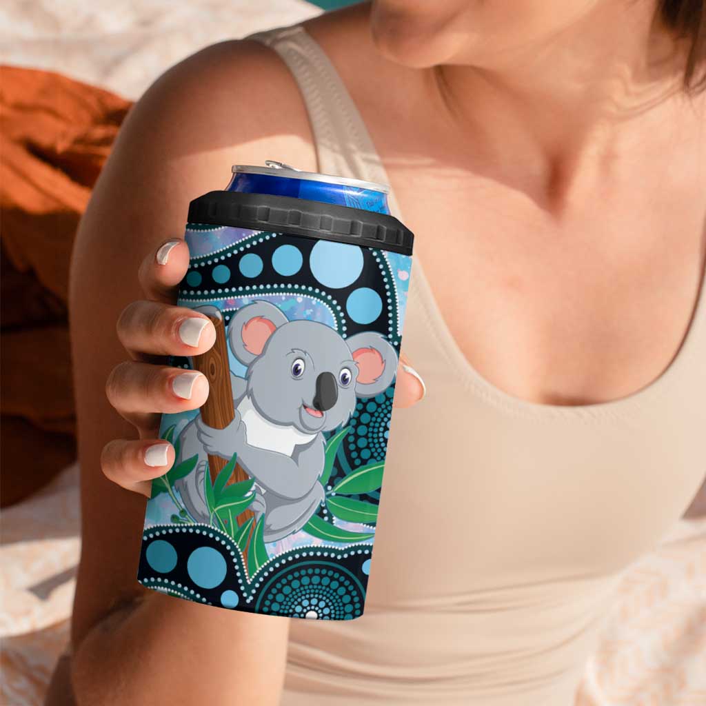 Australia Opal Koala 4 in 1 Can Cooler Tumbler Aussie Aboriginal Art