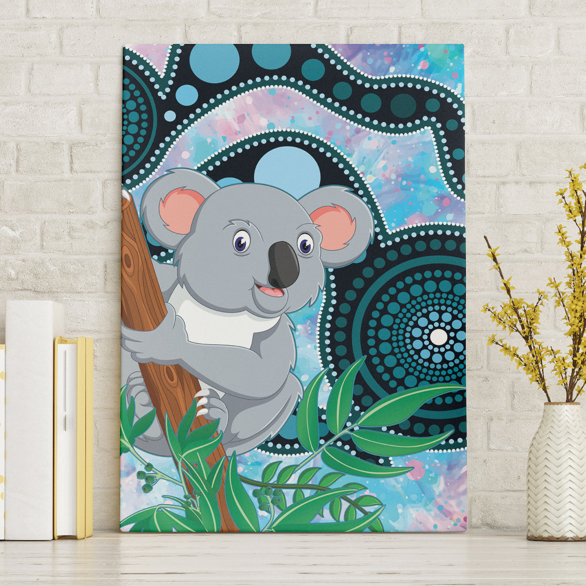 Australia Opal Koala Canvas Wall Art Aussie Aboriginal Art