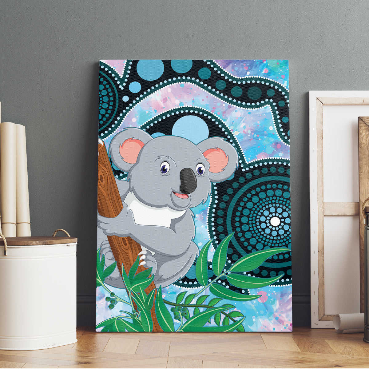 Australia Opal Koala Canvas Wall Art Aussie Aboriginal Art