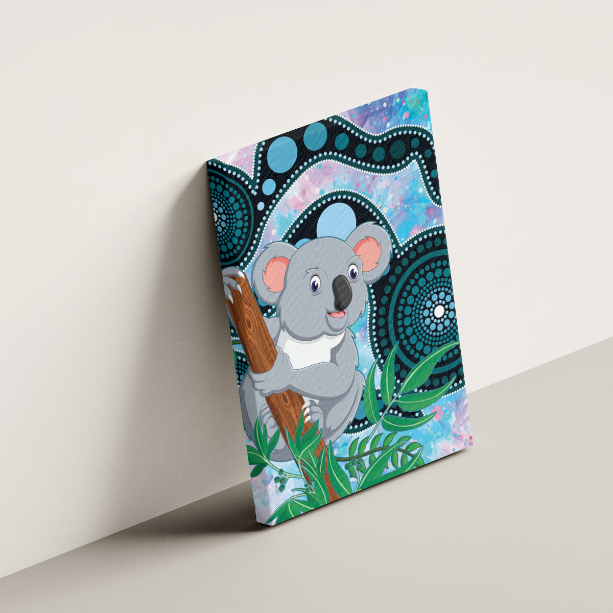 Australia Opal Koala Canvas Wall Art Aussie Aboriginal Art