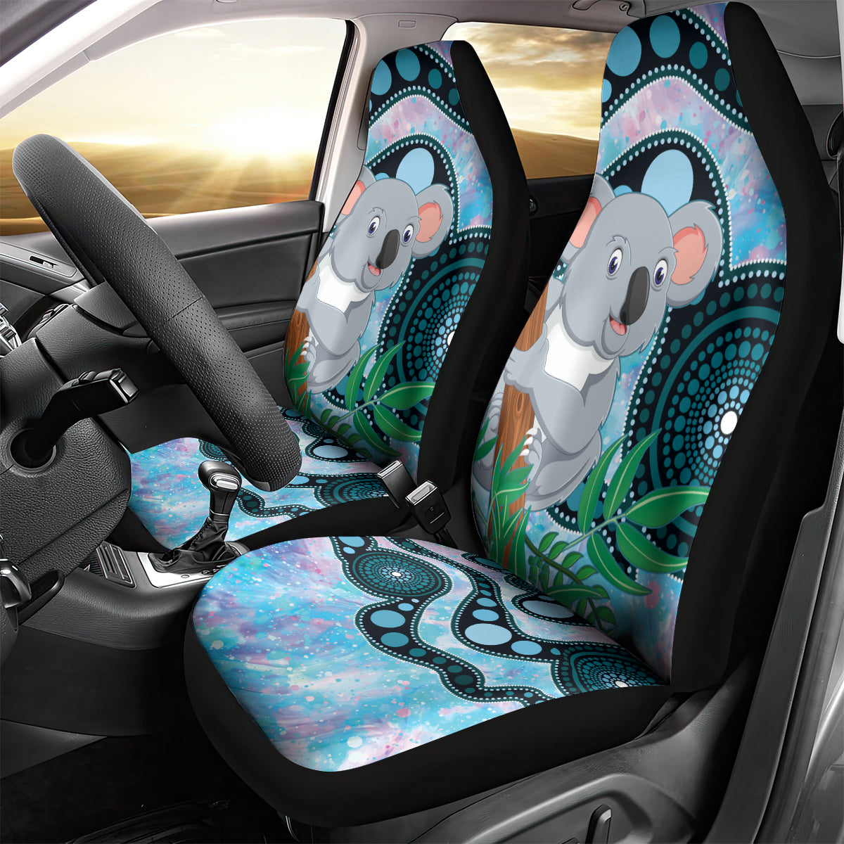 Australia Opal Koala Car Seat Cover Aussie Aboriginal Art