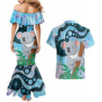 Australia Opal Koala Couples Matching Mermaid Dress and Hawaiian Shirt Aussie Aboriginal Art